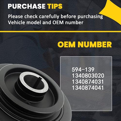 Engine Harmonic Balancer Crankshaft Pulley 594-139 Compatible with Toyota Camry 1992-2001 Solara 1999-2001 Rav4 1996-2000 Celica 1994-1999 L4 2.2L 2.0L 1340803020 - size: For Toyota Camry 1992-2001