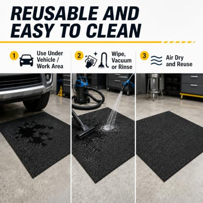 31" x 36" Garage Floor Mat, Oil Spill Mat for Under Car Motorcycle, Reusable Absorbent Leakproof Maintenance Mat, Protect Garage Driveway Floor from Oil Spills, Stains Splashes