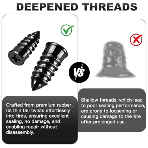 [2026 Upgraded] 30pcs Tire Repair Rubber Nail, Vacuum Tire Repair Screw Plug Kit, Self-Service Quick Tire Plug for Car, Motorcycle, Lawn Mower, ATV, Scooter- Professional No-Glue Emergency Flat Repair
