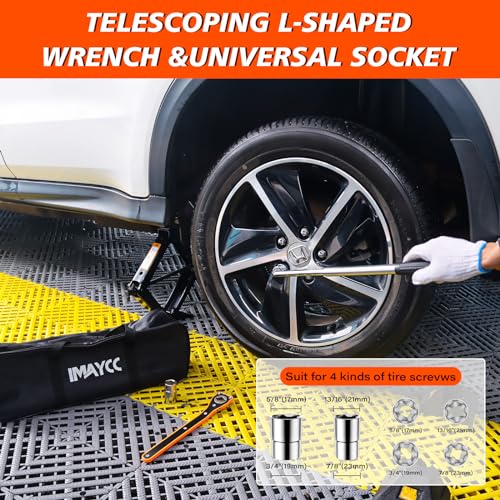 IMAYCC 3 Ton Scissor Jack for Car/SUV/MPV - Heavy Duty High Lift Car Jack kit with Ratchet Wrench, Portable Emergency Tire Change kit with Wheel Wrench.