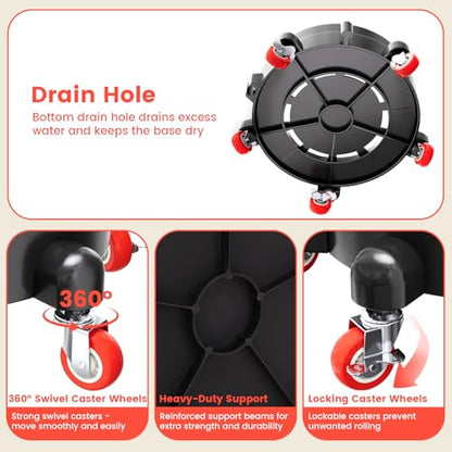 2Pcs 11 Inch Bucket Dolly, Removable Rolling Bucket Dolly, 5 Gallon Car, with 5 Heavy Duty Wheel Casters, 360°Rolling, Connectable, Locking, for Car Wash & Auto Detailing,Bearing 300lb,Black - color: Black