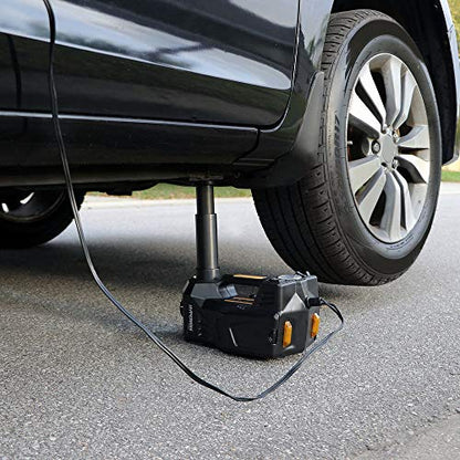 Hyperion Lift-Assist 12V Portable Hydraulic Floor Jack with Tire Inflator Air Compressor by Deltran - 043-1004-HY-WH
