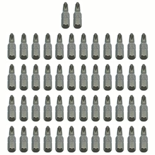 Benchmark Abrasives 1/4 Inch Hex Anti Slip Phillips Insert Screw Head Screwdriver Bits, Rotary Drill Bits for Repairing Electronics, Automotive Parts, Furniture (50 Pack) - (PR2 x 1") - size: PR2 x 1"