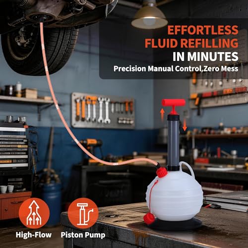 Convenient Manual Oil Extractor Pump for Cars & Lawn Mowers – 6L Capacity, 3.2FT Main Hose, 3 Replacement Tubes (3.8mm/6.1mm/9.8mm), Fluid Transfer Tool, Auto Fuel Supply Accessory - size: 6L