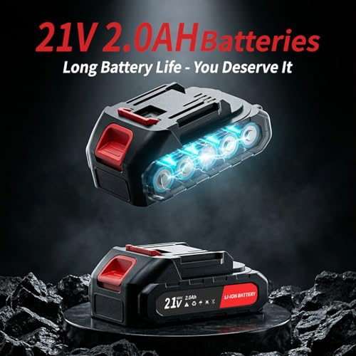 21V Cordless Electric Ratchet Wrench Set 3/8", 60 Ft-Lbs Torque, 400 RPM Variable Speed Power Ratchet with 2×2.0Ah Batteries, Extended Neck, 7 Sockets, 1/4" Adapter & Extension Bar