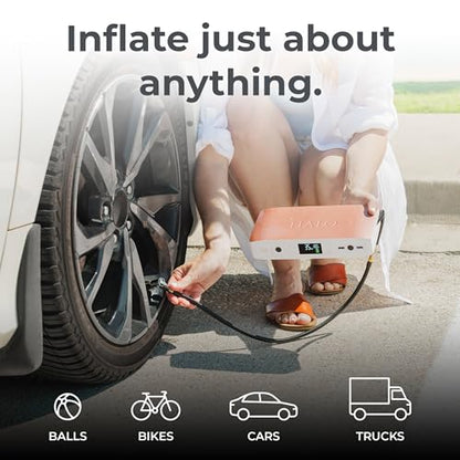 HALO Bolt Air 58830 Portable Car Battery Jump Starter | 100 PSI Air Compressor, 58.8Wh USB Power Bank, Emergency Floodlight & Charger, Jump Cars SUVs & Trucks, Inflate Tires, TSA Approved — Rose Gold - color: Rose Gold