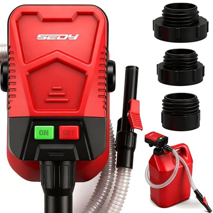 Automatic Fuel Transfer Pump with Auto-Stop Sensor(3.2 GPM), Battery Operated Gas Can Pump with 3 Can Adapters, Extra Long Hose, Portable Fuel Pump for Oil, Diesel, Gasoline (Batteries Not Included) - style: New Version