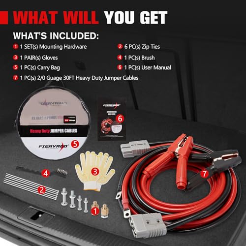 FIERYRED 2/0 Gauge 30 FT Quick Connect Jumper Cables, 1500A Heavy Duty Booster Cables with Travel Bag, Heavy Duty Battery Jumper Cable for Truck, Diesel Trucks, SUV and Car - size: 2/0 Gauge 30 FT w/Andersen Connector