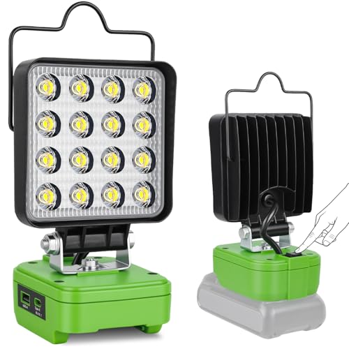 Cordless LED Work Light for Greenworks 24V Battery,Portable Flashlight Jobsite Light Spotlight Tool for Greenworks 24V,Flood Lamp for Repairing/Outdoor Camping/Garages/Emergency(No Battery) - color: Multicolored