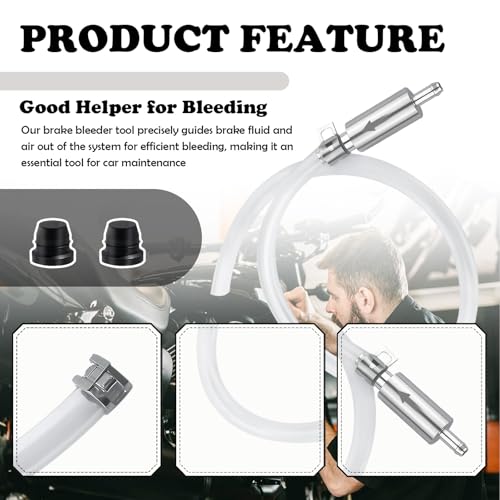 OFBAND Car Brake Bleeder Kit with One Way Check Valve,Transparent Car Brake Bleeder Hose One Way Check Valve & Brakes Bleeders Caps Kit,Practical One Ways Brakes Bleeders Valves Hose Kits - color: 1PC