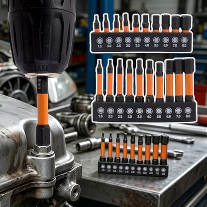 10Pcs/Set Impact Hex Head Allen Wrench Bits Set, with 1/4 Inch Hex Shank, S2 Steel Magnetic Impact Hexagonal Screwdriver Bits (50mm) - color: 50mm