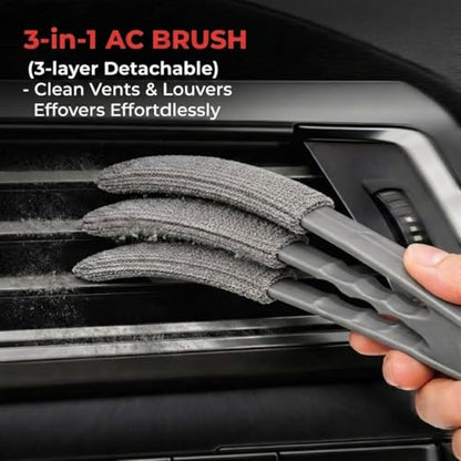 10-Piece Car Interior Cleaning Kit Boar Hair Vent Detailing Set | 3 Soft Boar Brushes,Non-Toxic Gel,Spray Bottle;Scratch-Free,Auto&Home Dual Use,Perfect Detailing Gift Kit
