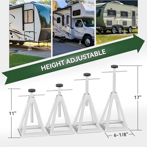 RVGUARD RV Stack Jacks 4 Pack, Aluminum Stabilizer Jacks for RV Trailer Camper, Single Support Up to 6000 Lbs, Adjustable from 11" to 17" - size: 4 Packs