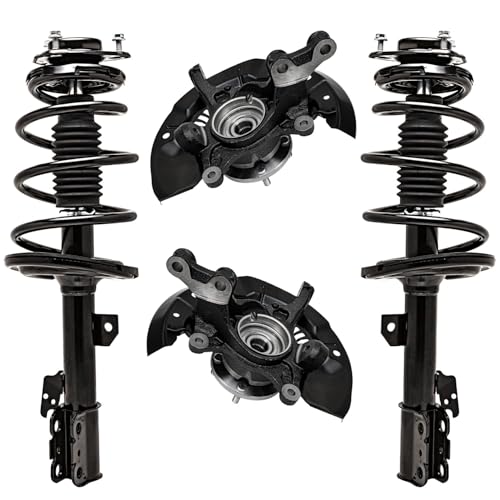 Detroit Axle - FWD Front Steering Knuckles & Wheel Hub Bearings + Struts w/Coil Spring Replacement for 2011-2014 Toyota Sienna 3.5L - size: 4QU48683/ Big strut kit