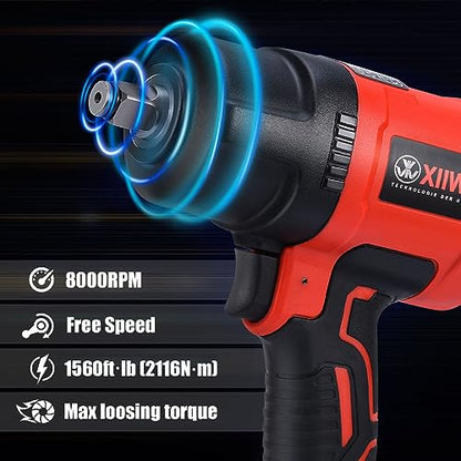 XIIW 1/2 Inch Air Impact Wrench, Max Torque 1560 ft-lbs, Lightweight 4.4 lb | Heavy Duty 8000RPM 1/2 Air Impact Gun Driver, Twin Hammer Pneumatic Impact Wrench for Automobile Repair - size: 1/2 inch | 1560 ft-lbs