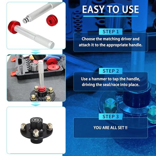 Bearing Press Kit, Bearing Race and Seal Driver Set, Bearing Race Punch Set with Seal Driver and Bearing Adapters, Bearing Seal Driver Kit (43 Piece Bearing Press Kit) - size: 43 Piece Bearing Press Kit