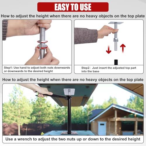 4 Pack 5-8 Inch Adjustable House Floor Jacks, Heavy Duty, 11,000 lb Each | Telescoping Screw Jack Posts Include a Wrench for Temporary Support of Floor Joists, Beams, Porches and Crawl Spaces - size: 5-8 inch