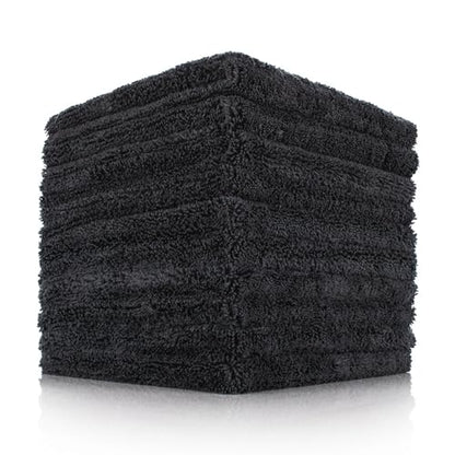 The Rag Company - Creature Edgeless Auto Detailing Towels (10-Pack) Professional 70/30 Blend, Dual-Pile Plush Microfiber, Buffing & Polishing, 420gsm, 16in x 16in, Black - color: Black