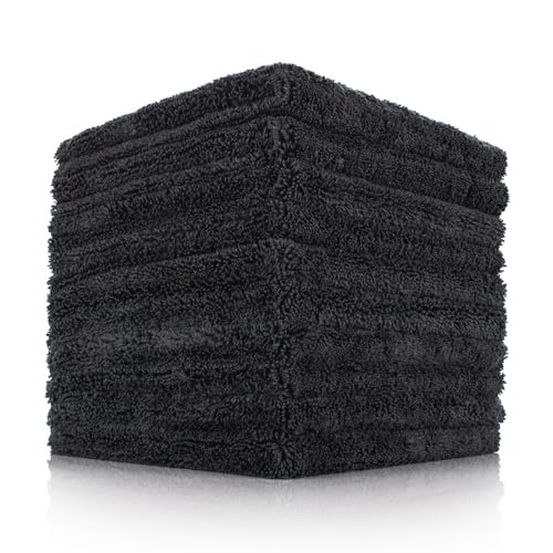 The Rag Company - Creature Edgeless Auto Detailing Towels (10-Pack) Professional 70/30 Blend, Dual-Pile Plush Microfiber, Buffing & Polishing, 420gsm, 16in x 16in, Black - color: Black
