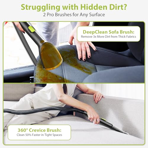 Upholstery Carpet Cleaner, MUJERBAY 15Kpa Portable Spot and Stain Cleaner Shampooer, Easy Move with Handle, 1.5-inch Deep Cleaning Machine for Couch, Stairs, Car and Pet Messes. - color: Black Green