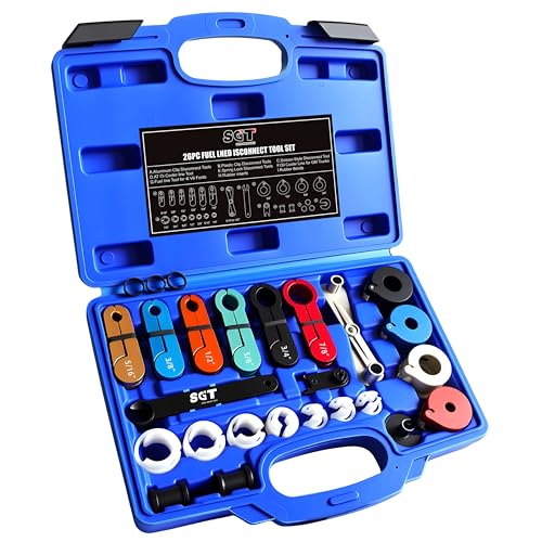 SGT Master Quick Disconnect Tool Set,26pc Fuel Line Disconnect Tool Set for A/C Fuel & Transmission Systems,Line Disconnect Tool Kit for Mechanics Compatible with Ford Chevy GM More - color: Blue