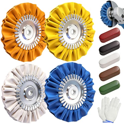 11Pcs 8 Inch Aluminum Polishing Kit for Angle Grinder (5/8 inch Arbor Hole),Metal Buffing Wheel Kit and Polishing Compound for Aluminum Stainless Steel Brass Copper Mirror Finish - style: 8 inch - 9pcs