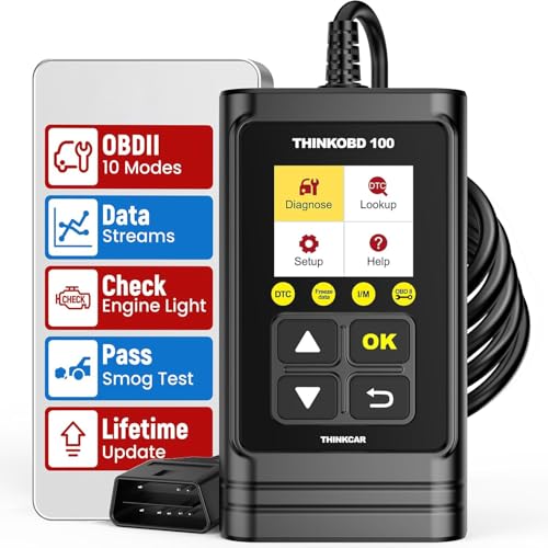 THINKCAR OBD2 Car Scanner, THINKOBD100 Check Engine Fault Code Reader with Full OBD II Functions, O2 Sensor, CAN Diagnostic Scan Tool for All Cars Since 1996 - size: OBD100