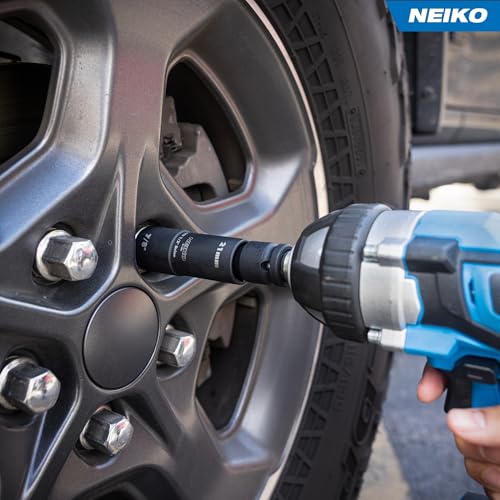 NEIKO 02281B 1/2" Drive Impact Flip Socket Set, Thin Wall Socket, 4 Piece Lug Nut Impact Socket Set, SAE and MM, 3” Extension Bar, Cr-Mo Steel, Impact Lug Nut Socket Set - size: 4 Piece, style: Flip Socket