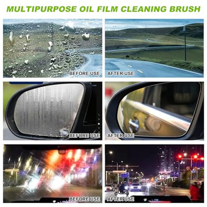 Oil-Free Car Glass Brushes, Upgrade 2.0 Clear Vision Glass Cleaner, Oil Film Cleaning Brush for Automotive Windows, Clearvision Cars Windshield Cleaner Tool (1set) (1, Green)