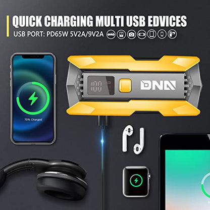DNA Motoring 12V 2000A Peak Multi-Function Portable Car Battery Jump Starter for Up to 8.0L Gas / 6.3L Diesel Engine, with Carry Case, Golden/Black,TOOLS-00276 - color: Golden, style: 2000A Peak