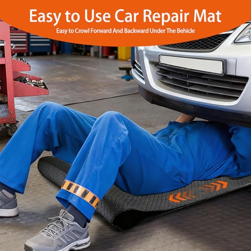 60x28 Inch Foldable Rolling Creeper Mat - Portable Under Car Repair Pad with Storage Bag, Low Clearance Auto Repair Ground Work Tool