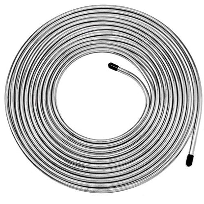 MuHize Dual Brake Line Tubing Kit 3/16 & 1/4" 25Ft | Zinc Double Galvanized Steel Brake Roll, Anti-Rust, Hydraulic Fuel & Transmission Line Replacement, Fits Cars & Trucks - color: Silver