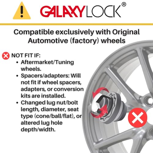 Farad GalaxyLock AE/M Chromed Lug nut Wheel-Locks Kit Suitable for Ford Explorer (1/2-20 Thread Size) - Set of 4 Lug Nuts + 1 Key