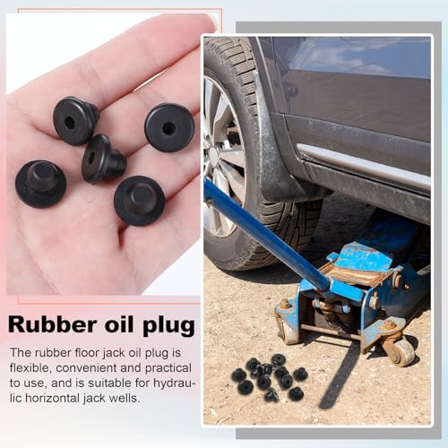 12 Pack Rubber Jack Oil Plug, Hydraulic Jack Oil Plug Flat-Head Rubber Hydraulic Filler Bung for Oil Reservoir Hole Black Jack Plugs Rubber for Oil Reservoir Filler Hole Jack Accessories