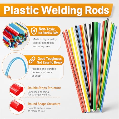 weideer 3028PCS Plastic Welding Staples,Plastic Welder Staples & Welding Rods,8 Types, Auto Bumper Repair Kit,Hot Staples with Portable Toolbox for Car, DIYers,Toy