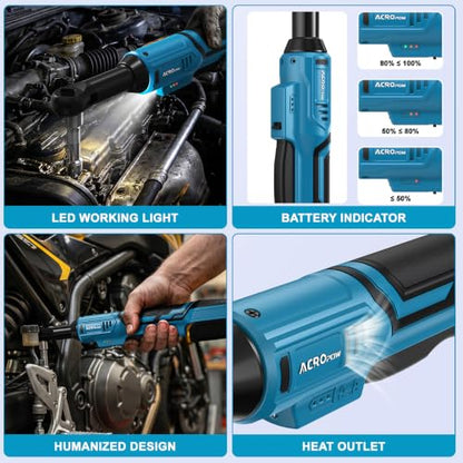 ACROPOW 3/8" Cordless Ratchet Wrench, For Ma-kita 18V Battery | 45Ft-Lbs Extended Electric Ratchet, Variable Speed, 1/4" Adapters, 3" Extension Bar, Bare Tool Only