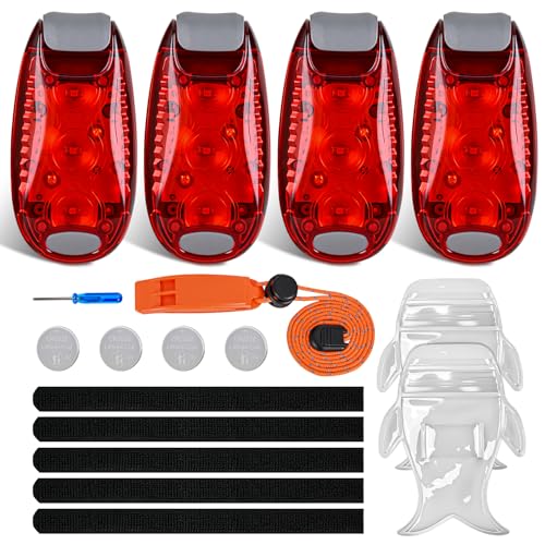 Nilight LED Safety Light 4PCS Red Marine Navigation Bike Tail Lights Three Modes Waterproof Reflective Gear Clip On Flash Strobe Indicator Lamp for Night Boating Fishing Cycling Jogging - color: 3LED Safety Light-Red