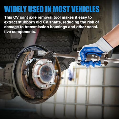 Clatoon Inner CV Axle Puller Tool with 5/8"-18 Slide Hammer | Axle Removal Tool with 63mm 48mm CV Joint Fork Adapter, Puller Set for Front Wheel Drive Bearing Joint Extraction
