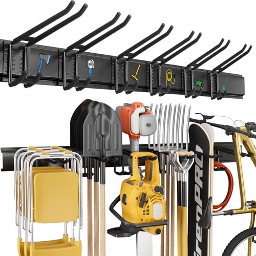GRENPRO 49.5 Inch Garage Tool Organizer with 6 Double-layer Hooks, Holds 440 LBS - size: 49.5 inch