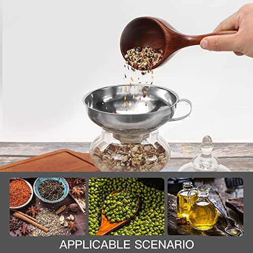 2 PCS Canning Funnel for Wide and Regular Jars, Wide Mouth Funnel Stainless Steel Funnels for Kitchen Use, Metal Funnels Set for Transferring Liquid Power Jam Grains Dry and Wet Ingredients - color: 2PCS-5.7in&4.1in