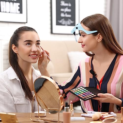 YOCTOSUN Magnifying Glasses with Light for Close Work, Head Magnifier with 4 LED Lights and 5 Detachable Lenses 1X to 3.5X,Rechargeable Hands Free Headband Magnifier Glasses for Crafts, Hobby - color: Light Blue