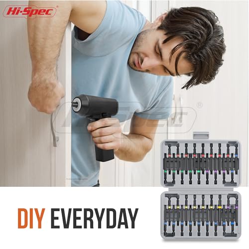 Hi-Spec 36pc Long Screwdriver Bit Set in a Case. 75mm Extended Driver Set with Security Torx, Square, XZN and Hex Bits - size: 36 PCS