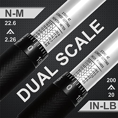 EPAuto 1/4-Inch Drive Click Torque Wrench, 20-200 In.-lb./ 2.26~22.6 Nm | 1/4-Inch (20-200 in.-lb. / 2.26 ~ 22.6 Nm) - size: 1/4 Inch Drive (20-200 in.-lb.)