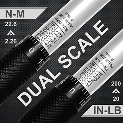 EPAuto 1/4-Inch Drive Click Torque Wrench, 20-200 In.-lb./ 2.26~22.6 Nm | 1/4-Inch (20-200 in.-lb. / 2.26 ~ 22.6 Nm) - size: 1/4 Inch Drive (20-200 in.-lb.)