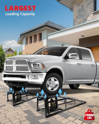 GarveeTech2 Pack Hydraulic Car Ramps 5T 11000lbs Low Profile Car Lift Service Ramps Truck Trailer Garage, Height Hydraulic Vehicle Ramps - color: Black