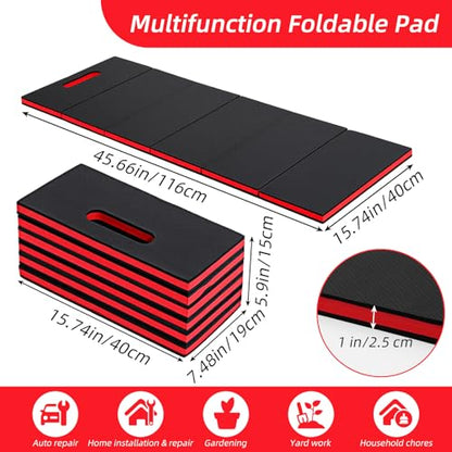 Kifmurase 1" Foldable Thick Kneeling Pad, 5 Fold Comfortable EVA Foam Knee Pads, Waterproof Mechanic Kneeling Pad with Handle, High-Density Cushion Mat for Gardening, Workout, Exercise, Mechanic - color: Red