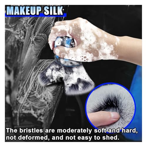 Car Detailing Brush, Ultra Soft Bristles XL Synthetic Brush, Auto Interior Dusting Brush with Storage Rack, Car Cleaning Tool for Vehicle Air Conditioner Vents, Dashboard, Leather (Blue) - color: Blue