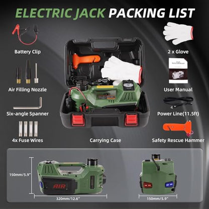 Electric Hydraulic Car Jack - Upgraded 4 in 1 Floor Jack Lift Kit 5 Ton Vehicle Trailer Truck Trolley Jack Stand Tire Change and Emergency Tyre Repair,Green Jack Only - color: Green Jack Only