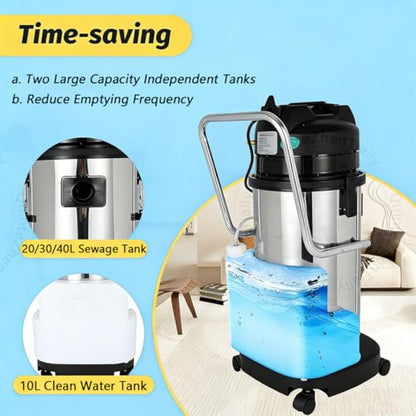 1034w Commercial Carpet Cleaner Machine,Portable Extractor Car Detailing,5-in-1 Multi-Purpose Vacuum Washer,Stainless Steel Body,for Carpet Sofa Curtain Cleaning 30L - size: 30L