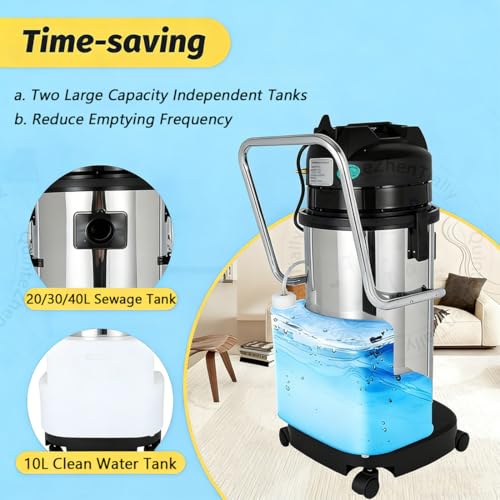 1034w Commercial Carpet Cleaner Machine,Portable Extractor Car Detailing,5-In-1 Multi-Purpose Vacuum Washer,Stainless Steel Body,for Carpet Sofa Curtain Cleaning 20L - size: 20L